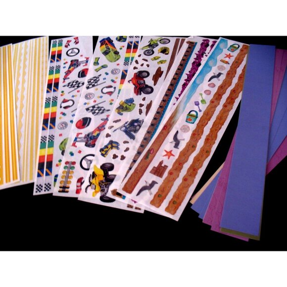 3 Gr Lengths Antique Cars, 1 Gr Lengths Beach, Borders, Race Cars, Yellow Strips - Picture 7 of 7